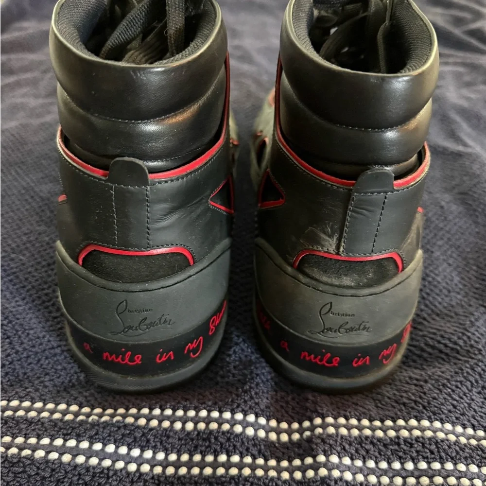 Christian Louboutin Black and Red Sneakers with Chunky Sole - Picture 5 of 7